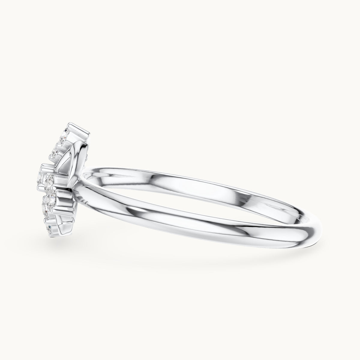 Round lab-grown diamond pinwheel cluster ring in white gold, 0.09 CT TW, view 3