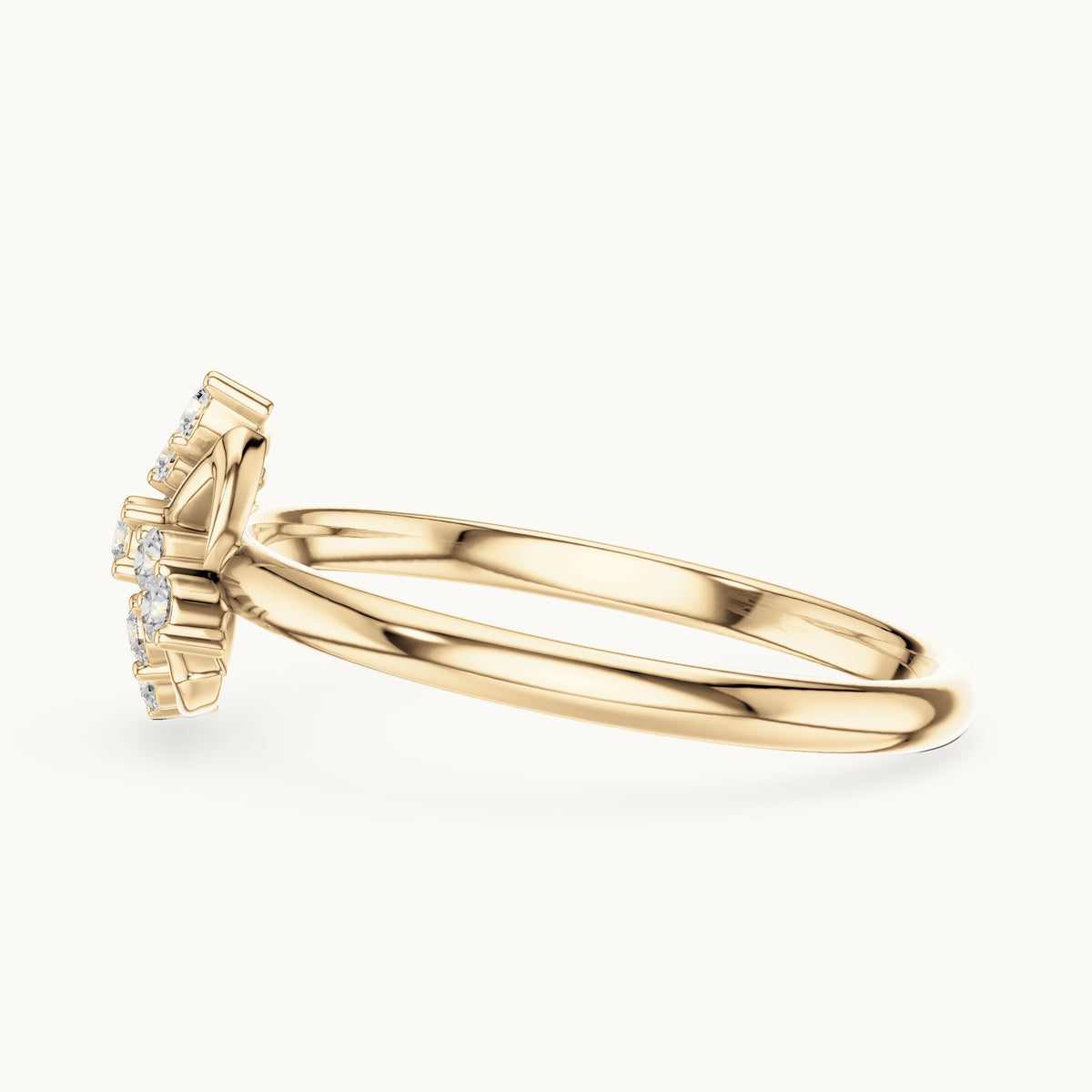 Round lab-grown diamond pinwheel cluster ring in yellow gold, 0.09 CT TW, view 3