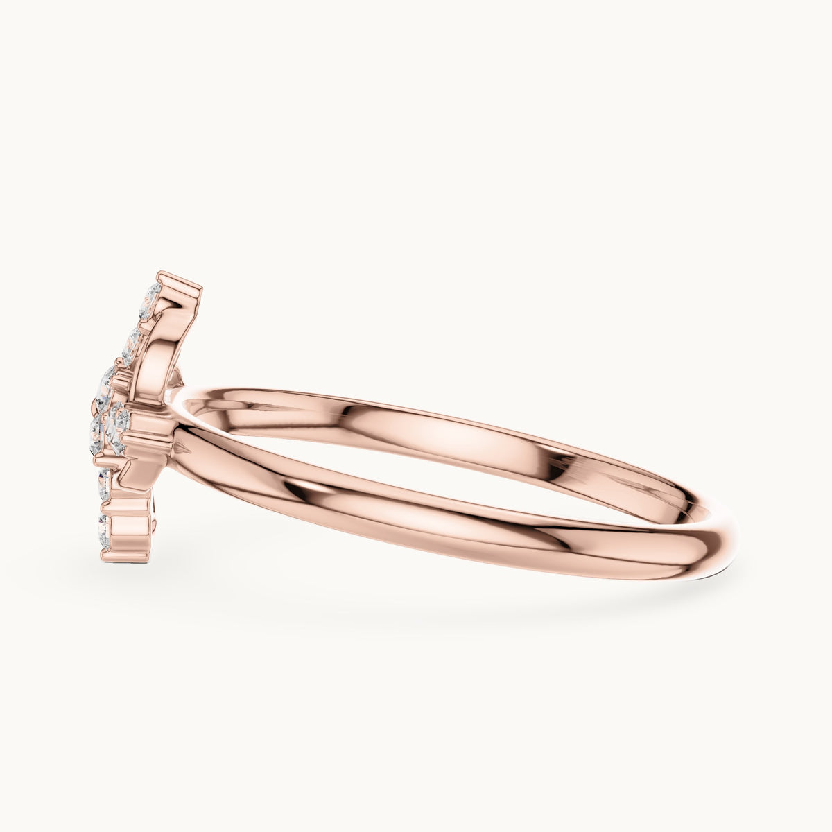 Round lab-grown diamond swirl cross ring in rose gold, 0.096 CT TW, view 3