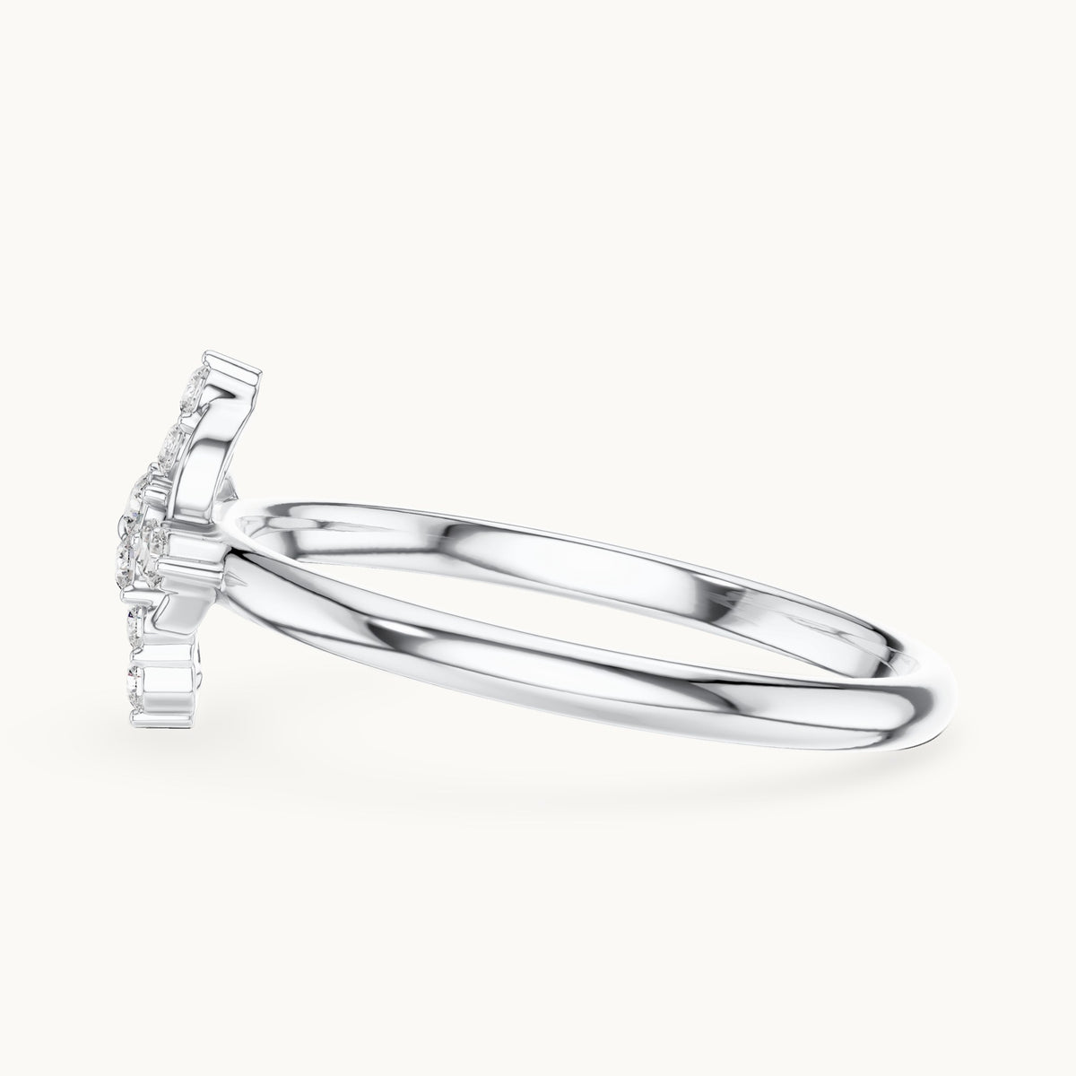 Round lab-grown diamond swirl cross ring in white gold, 0.096 CT TW, view 3
