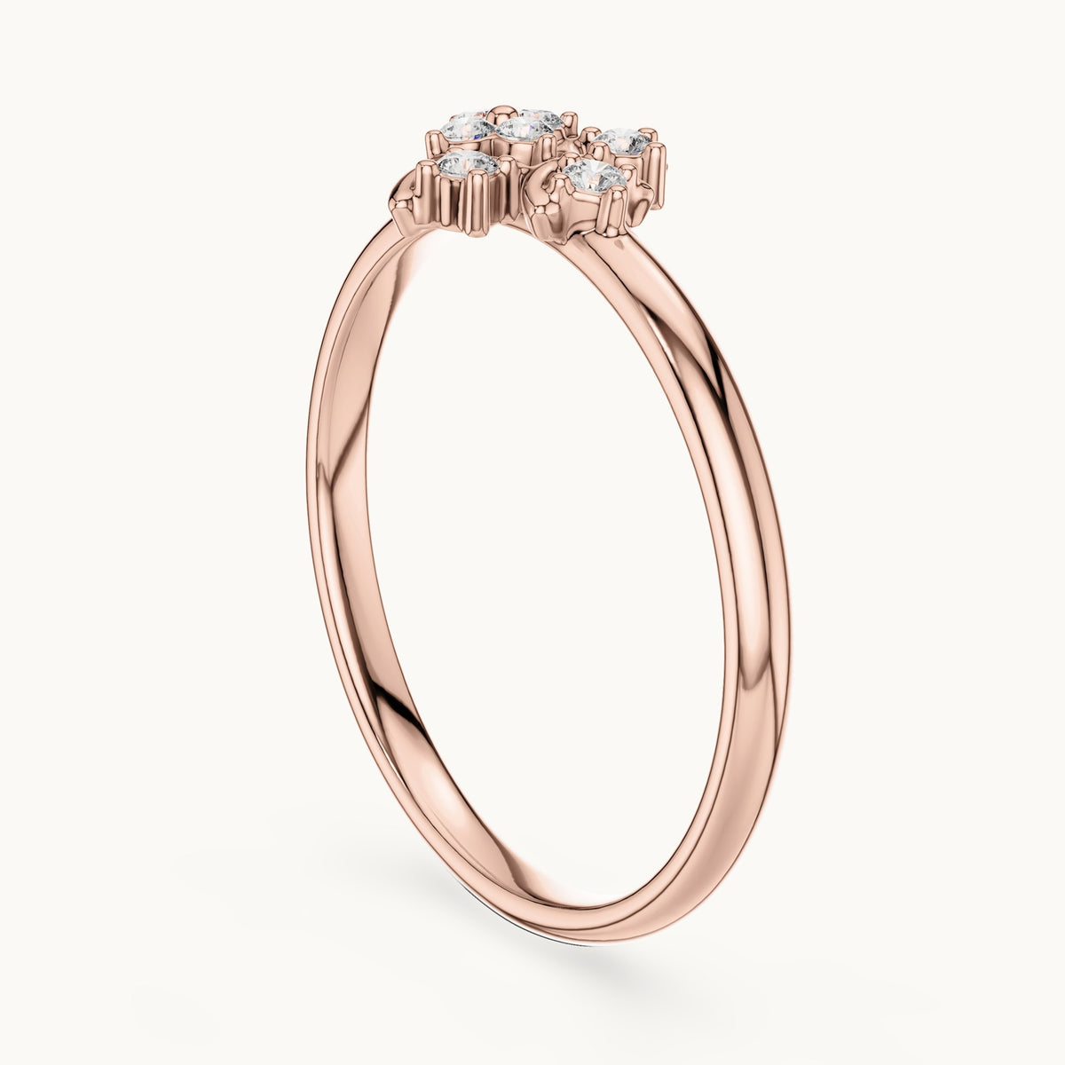 Round lab-grown diamond seven-stone clover swirl ring in rose gold, 0.062 CT TW, view 1