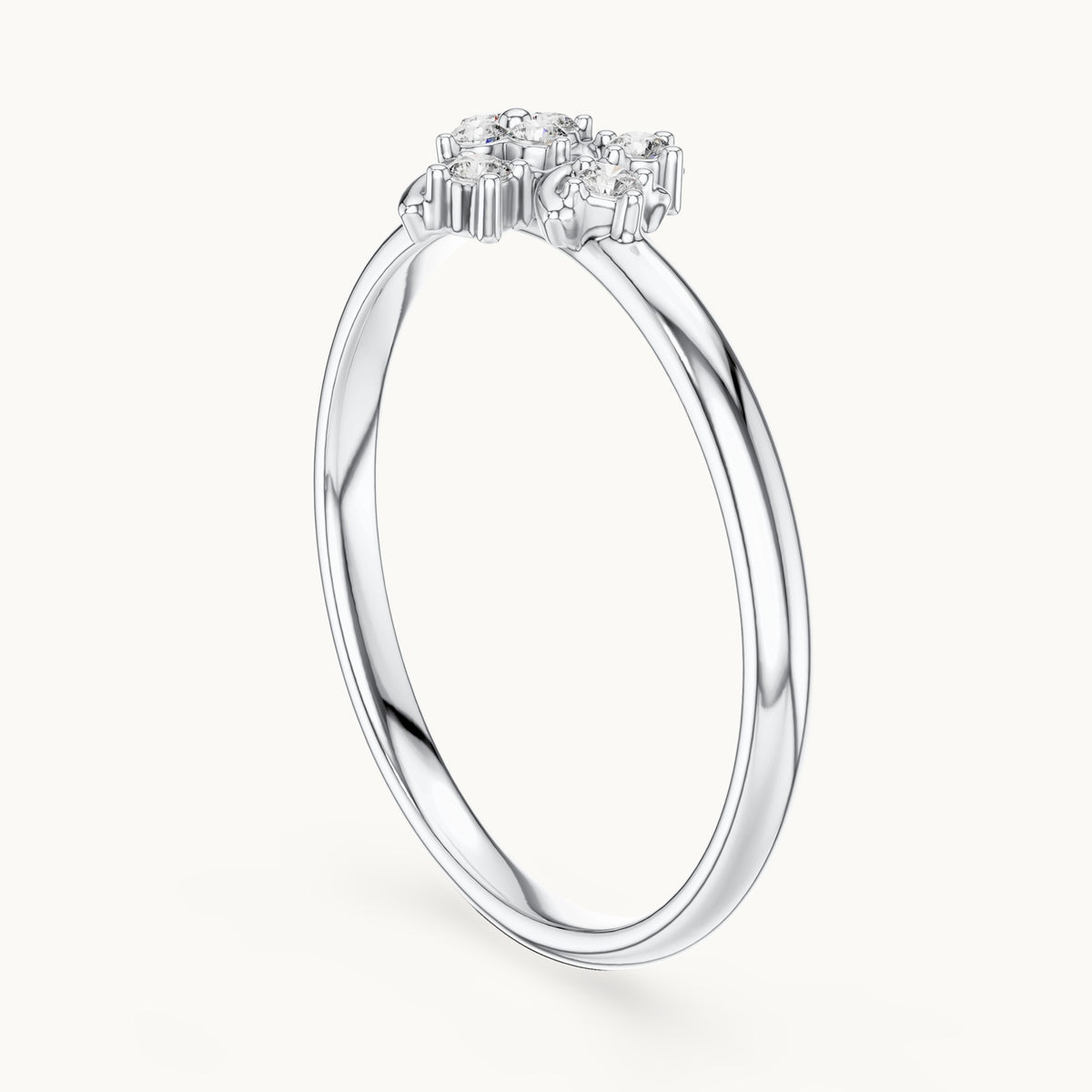 Round lab-grown diamond seven-stone clover swirl ring in white gold, 0.062 CT TW, view 1