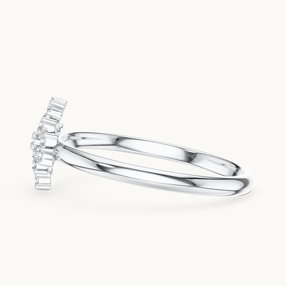 Round lab-grown diamond geometric cluster ring in white gold, 0.085 CT TW, view 3