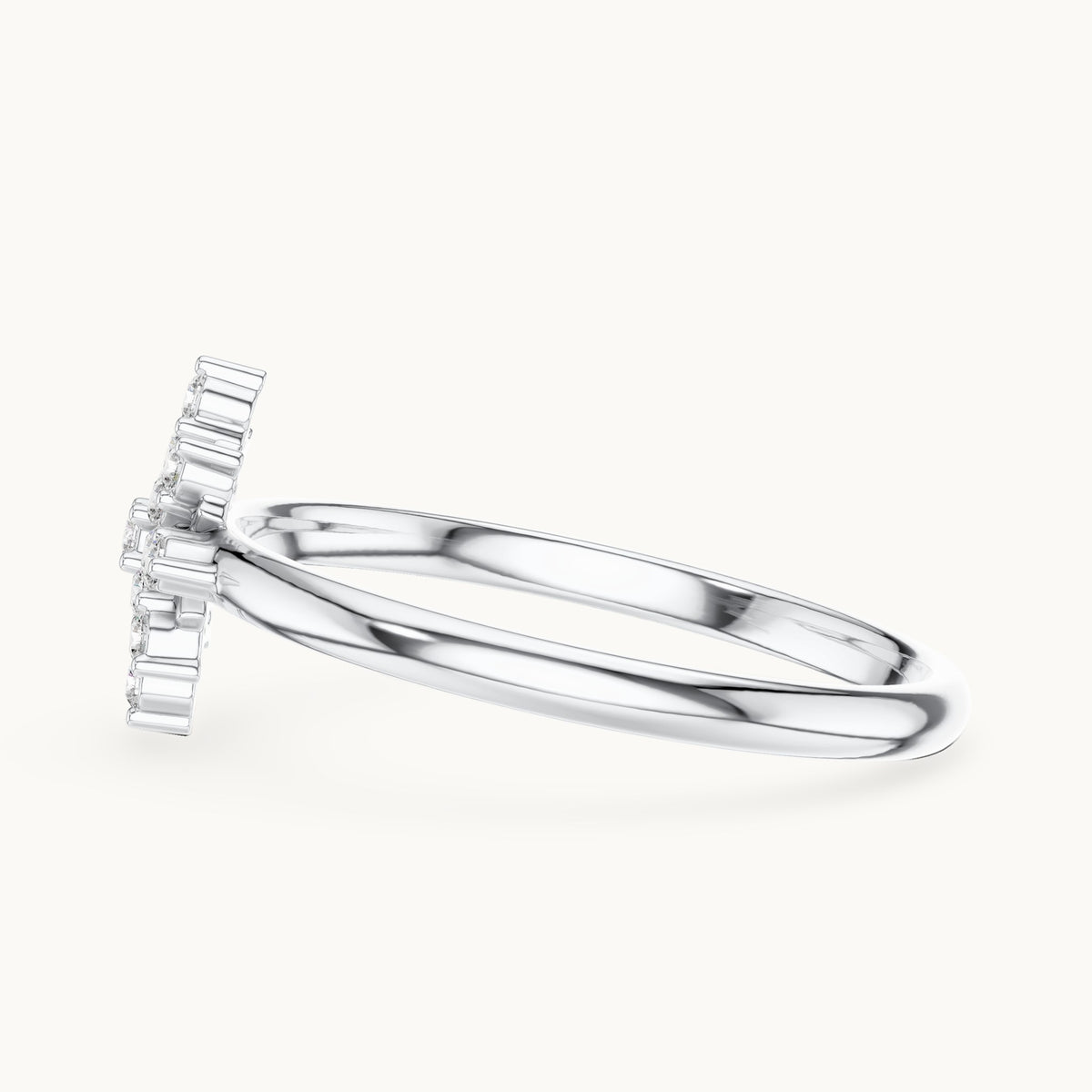 Round lab-grown diamond snowflake cluster ring in white gold, 0.102 CT TW, view 3