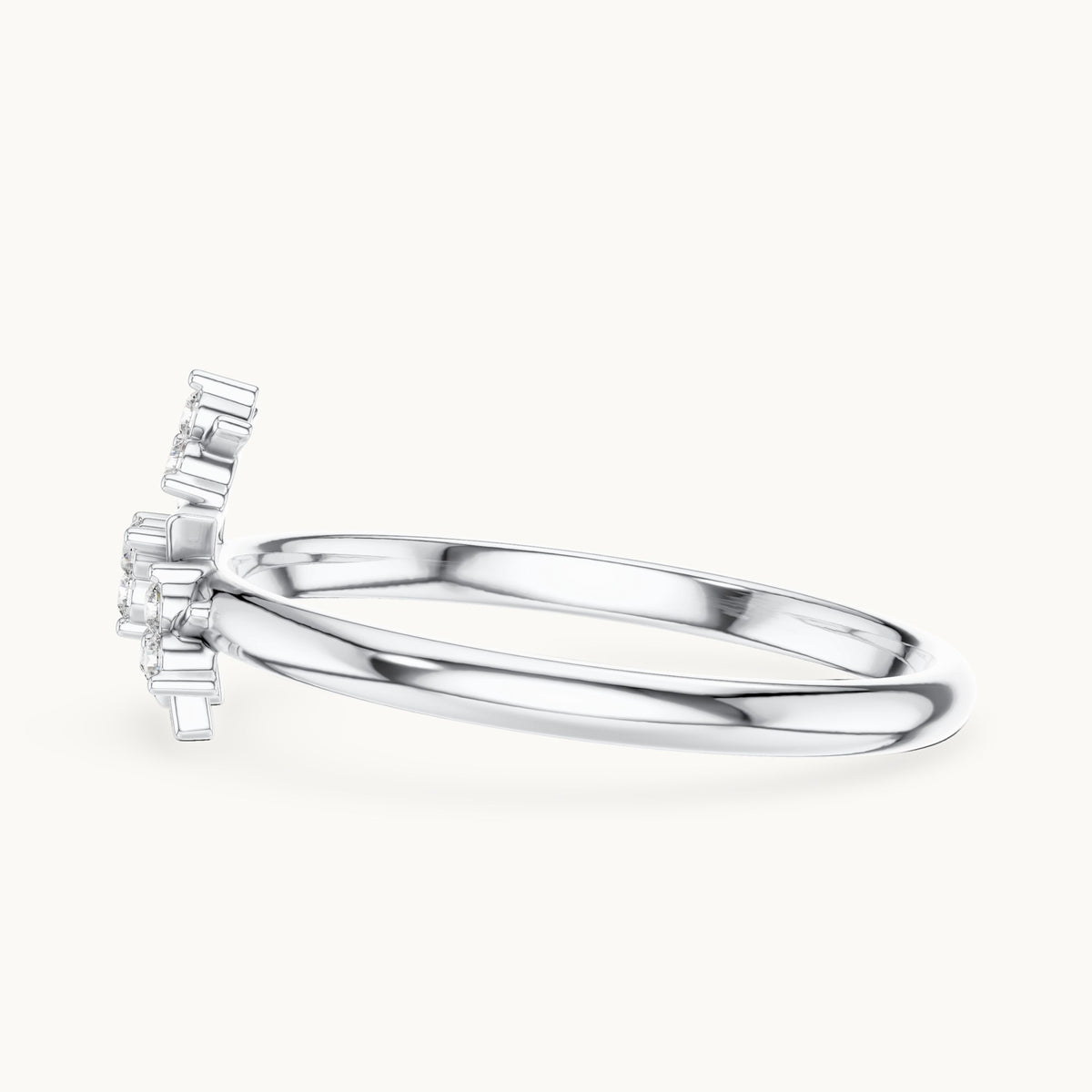 Round lab-grown diamond triangle cluster ring in white gold, 0.072 CT TW, view 3