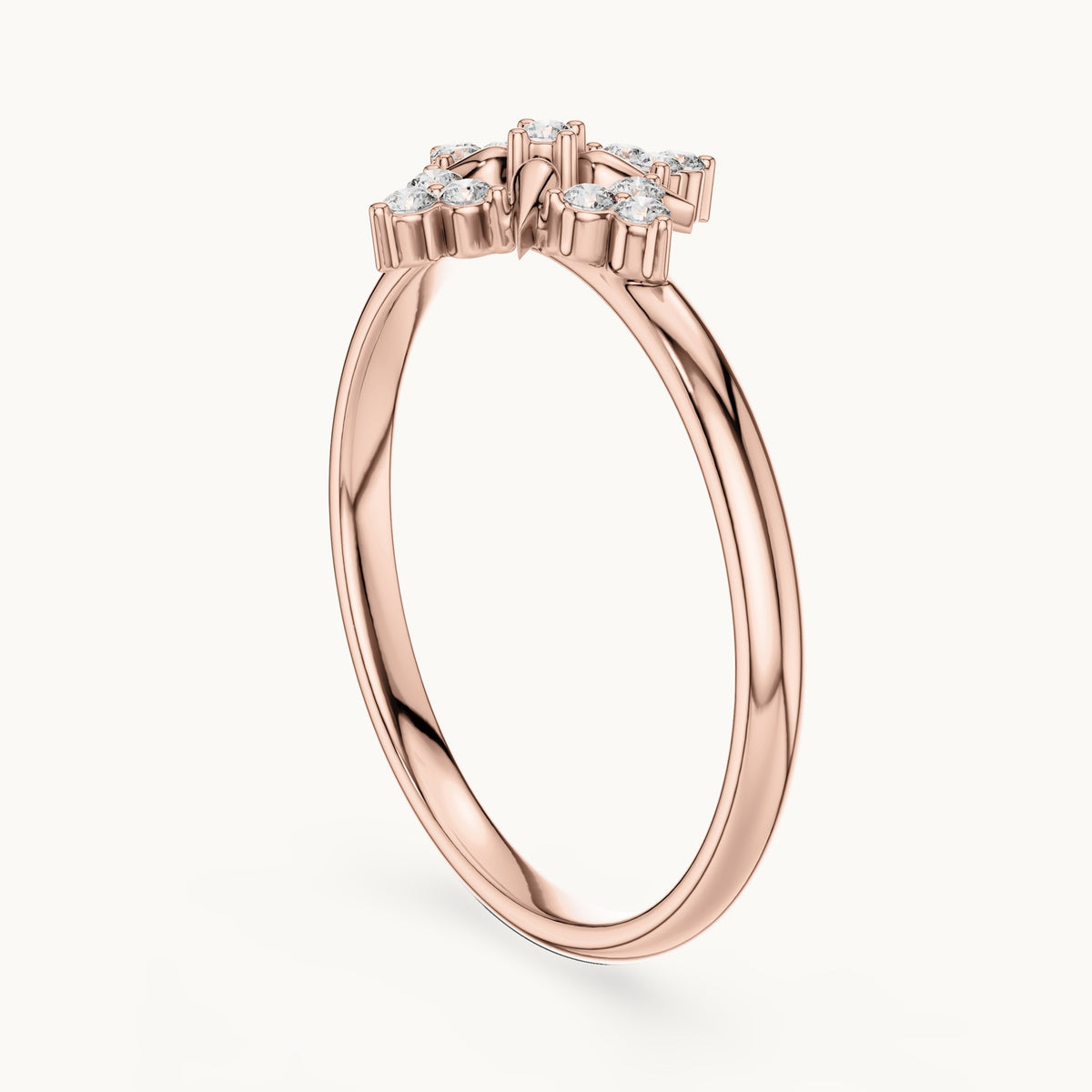 Round lab-grown diamond compass star ring in rose gold, 0.078 CT TW, view 1