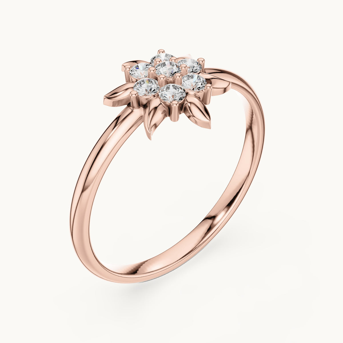 Round lab-grown diamond seven-stone star ring in rose gold, 0.126 CT TW, view 2