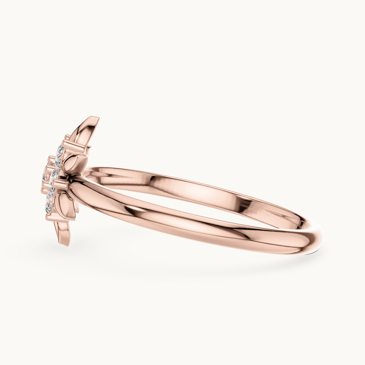 Round lab-grown diamond seven-stone star ring in rose gold, 0.126 CT TW, view 3