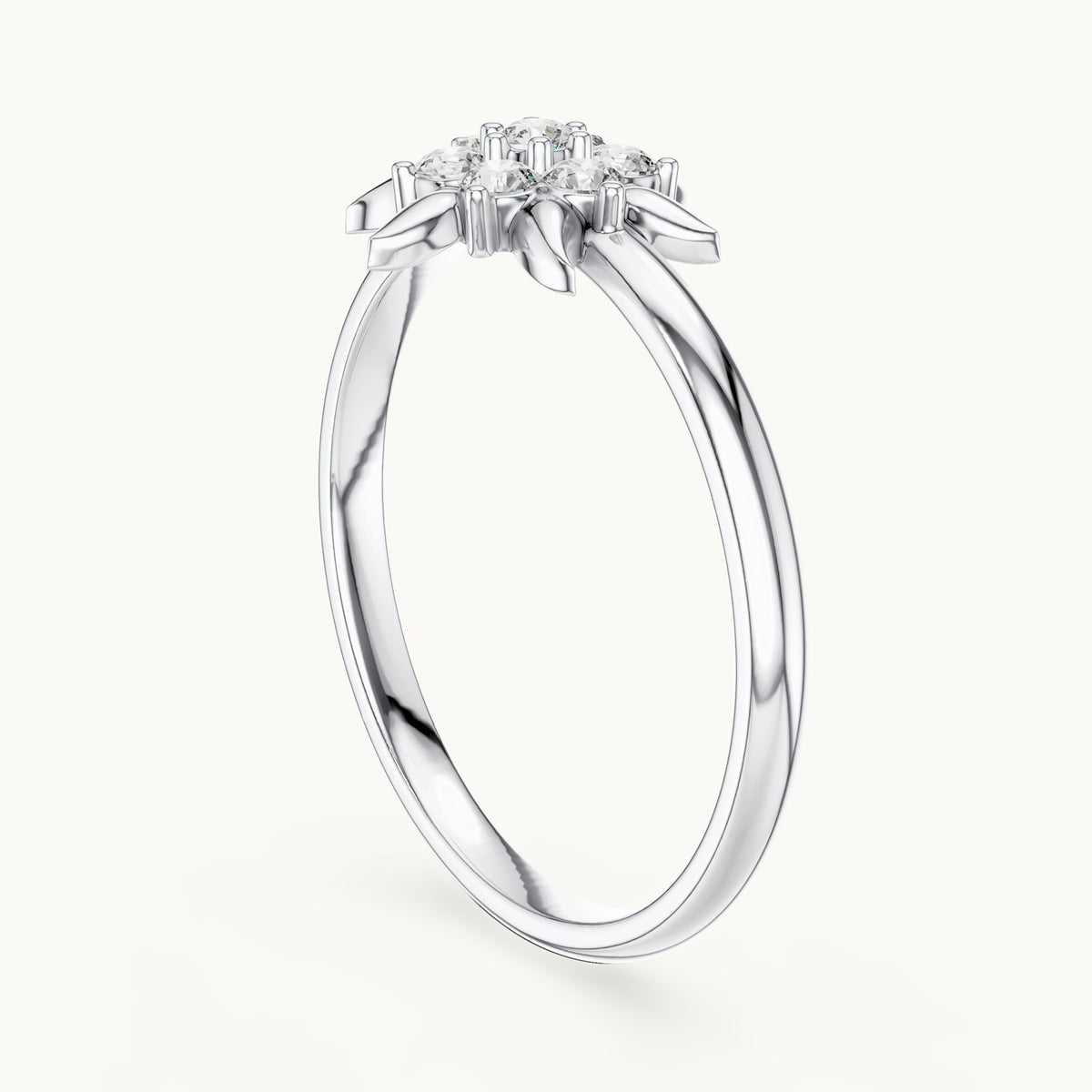Round lab-grown diamond seven-stone star ring in white gold, 0.126 CT TW, view 1