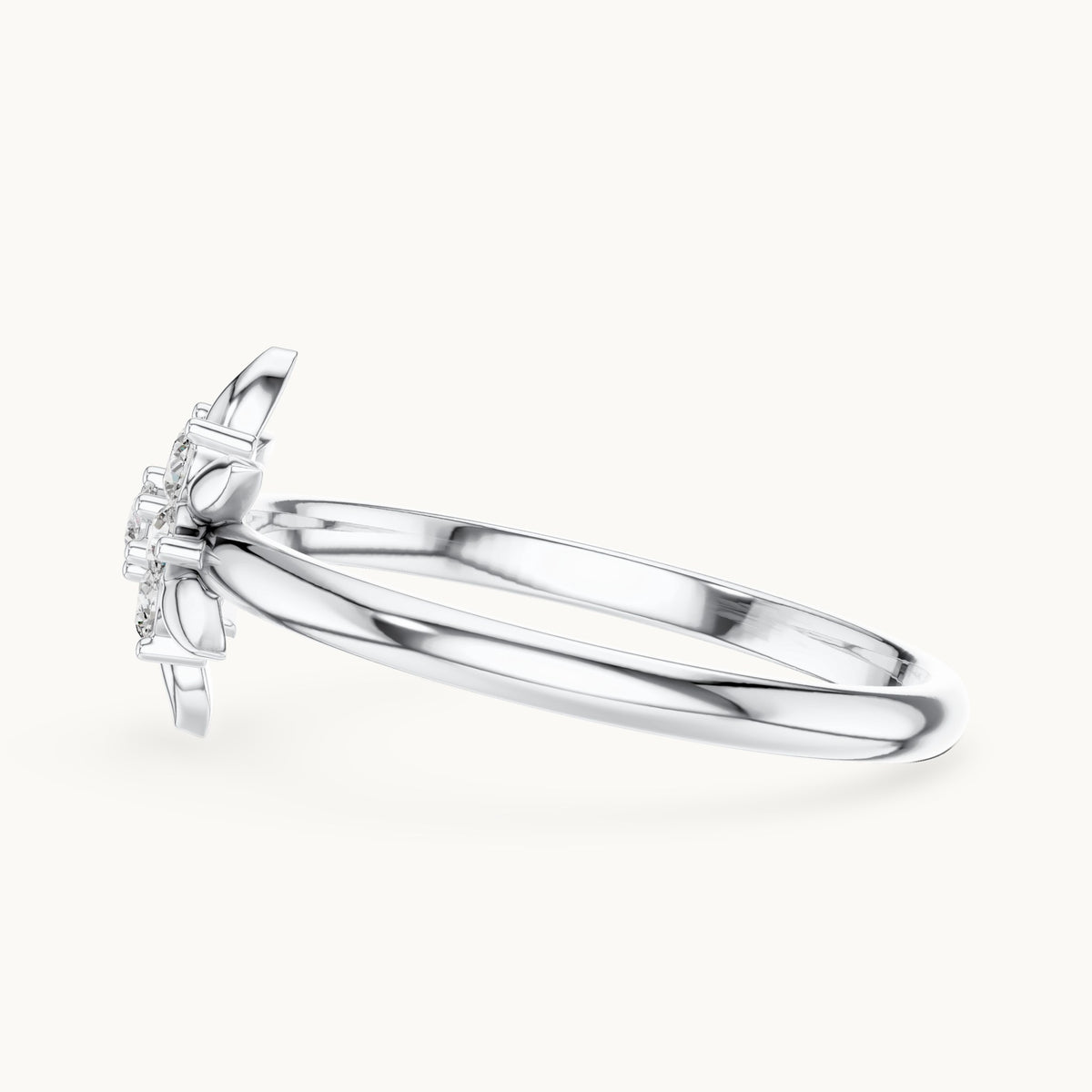 Round lab-grown diamond seven-stone star ring in white gold, 0.126 CT TW, view 3