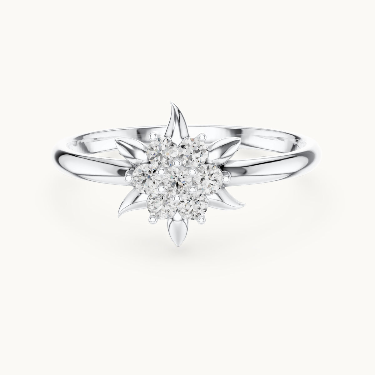Round lab-grown diamond seven-stone star ring in white gold, 0.126 CT TW, view 4