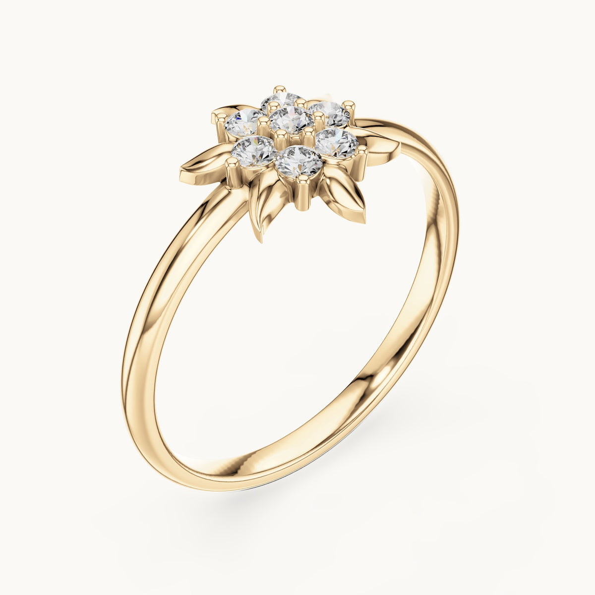 Round lab-grown diamond seven-stone star ring in yellow gold, 0.126 CT TW, view 2