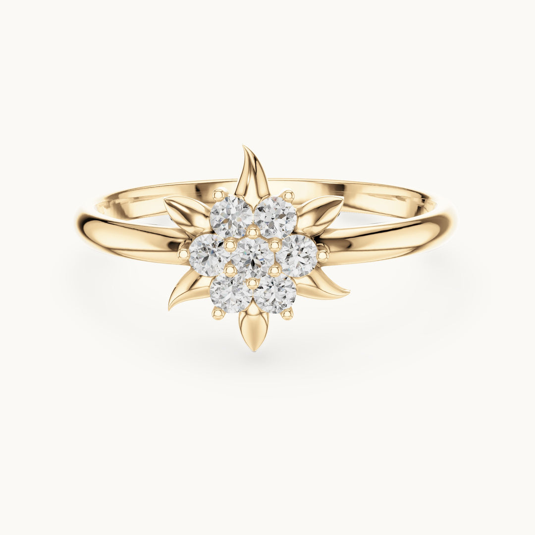 Round lab-grown diamond seven-stone star ring in yellow gold, 0.126 CT TW, view 4