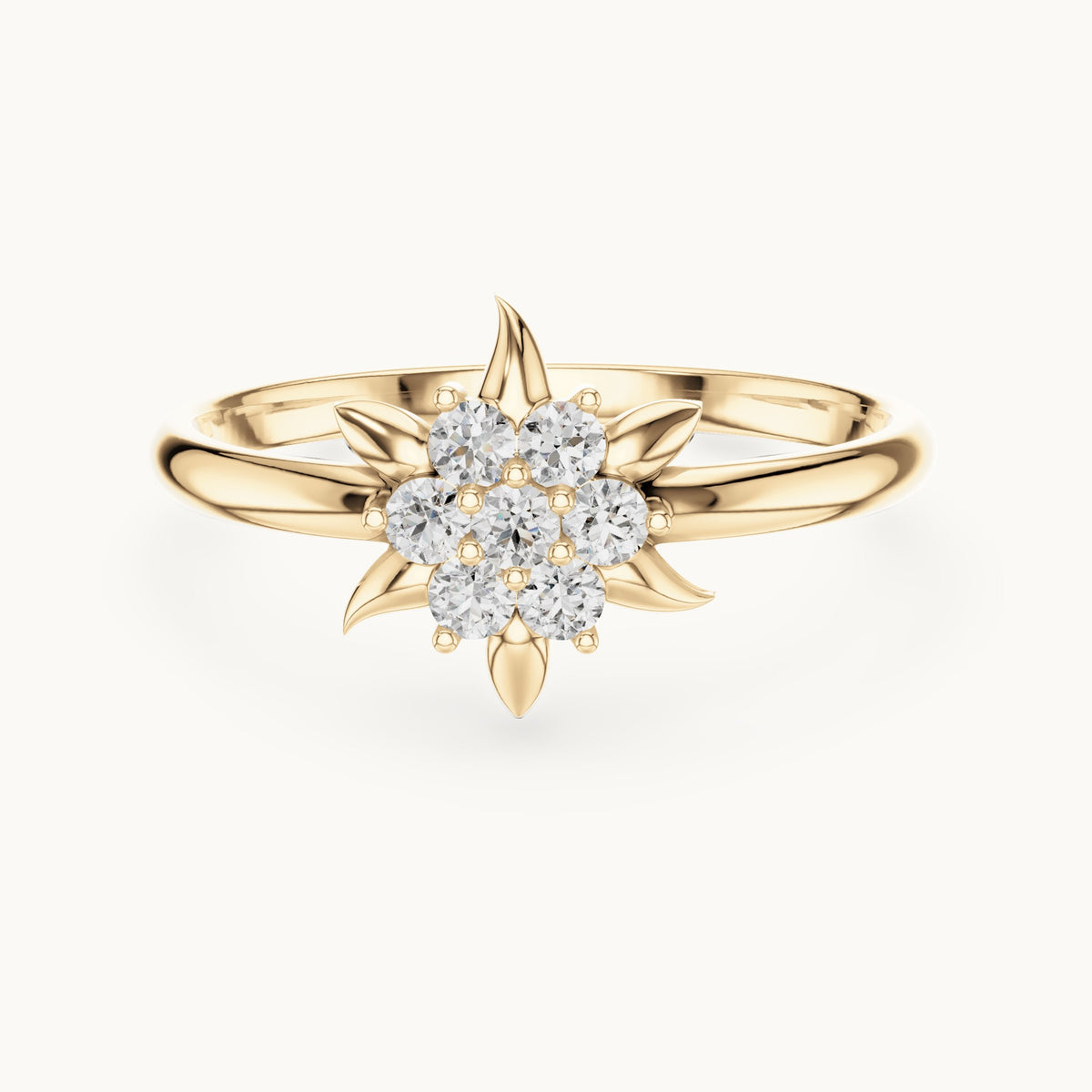 Round lab-grown diamond seven-stone star ring in yellow gold, 0.126 CT TW, view 4