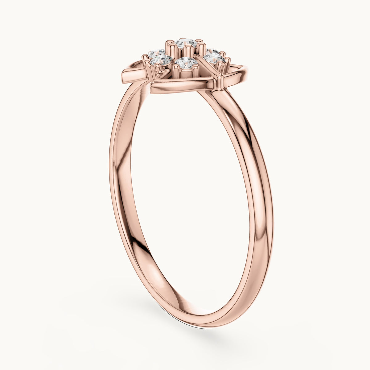 Round lab-grown diamond eye frame cluster ring in rose gold, 0.075 CT TW, view 1