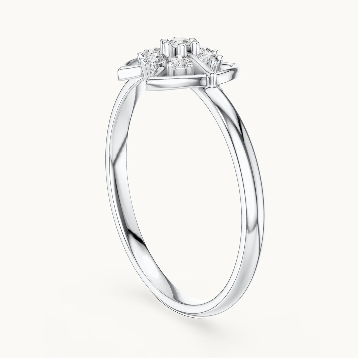 Round lab-grown diamond eye frame cluster ring in white gold, 0.075 CT TW, view 1