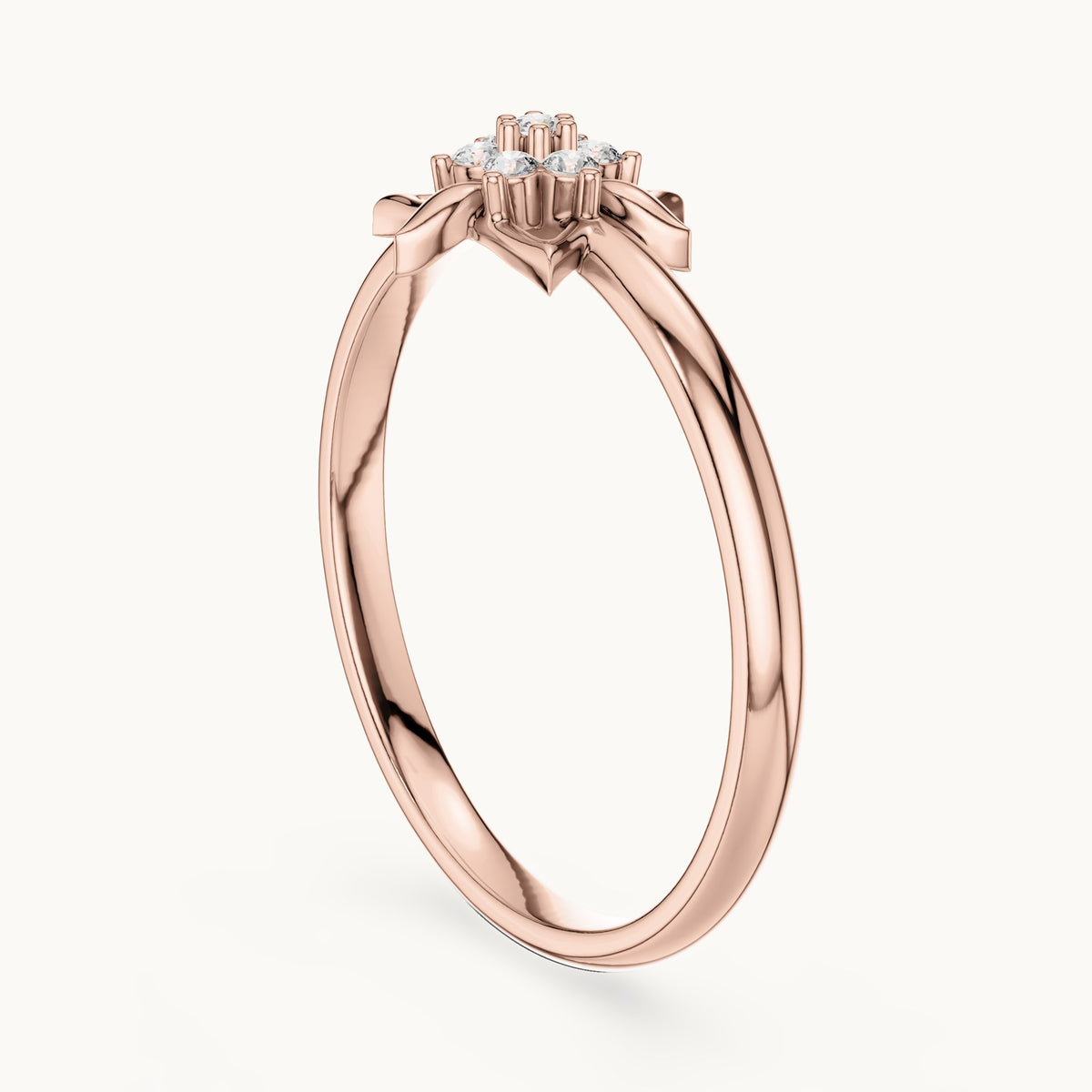 Round lab-grown diamond star cluster ring in rose gold, 0.042 CT TW, view 1