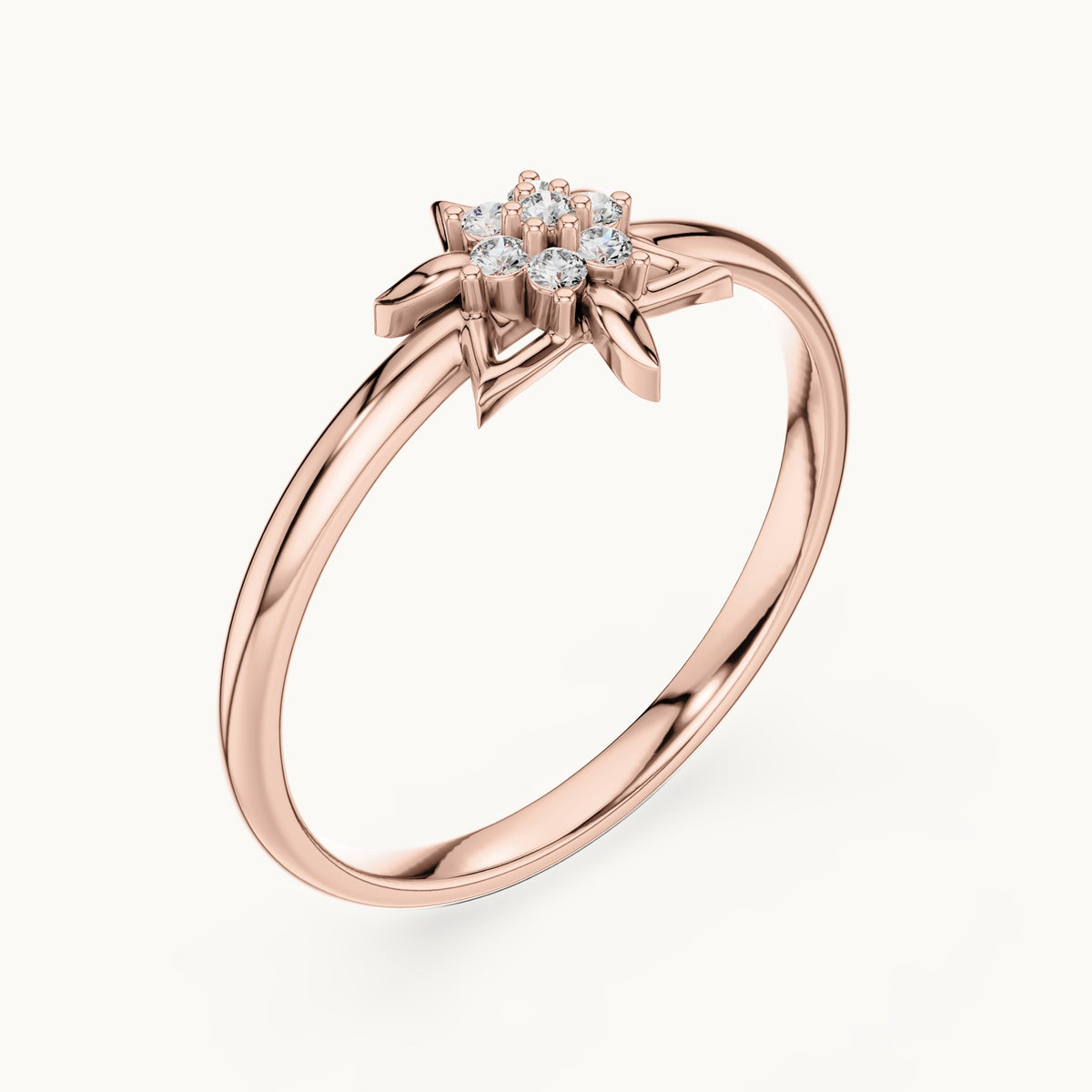 Round lab-grown diamond star cluster ring in rose gold, 0.042 CT TW, view 2