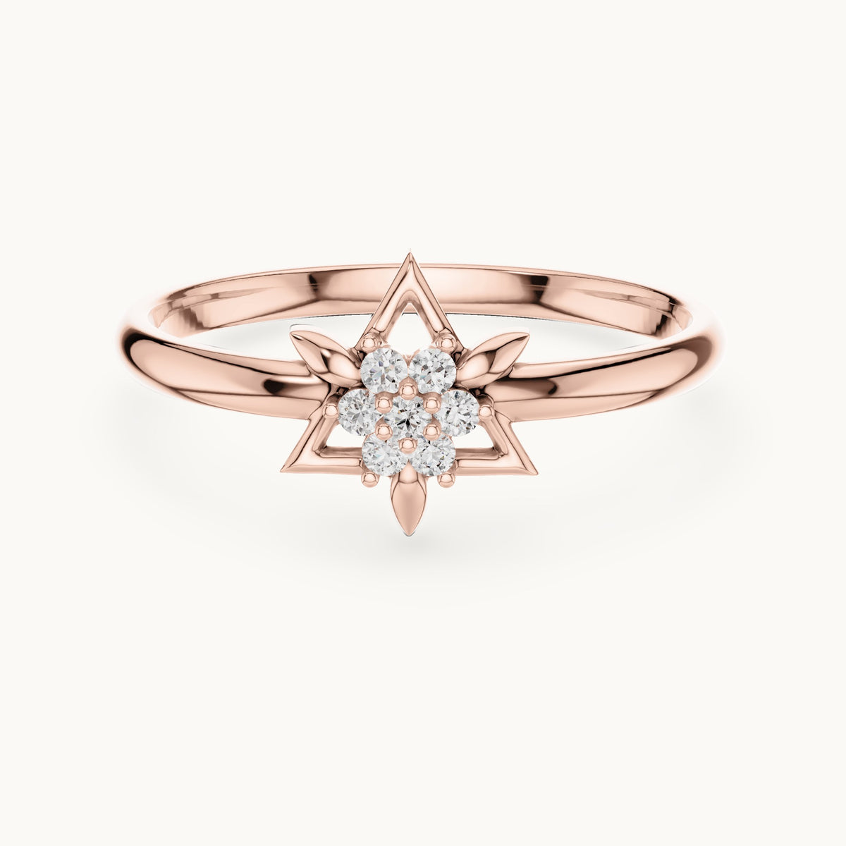 Round lab-grown diamond star cluster ring in rose gold, 0.042 CT TW, view 4