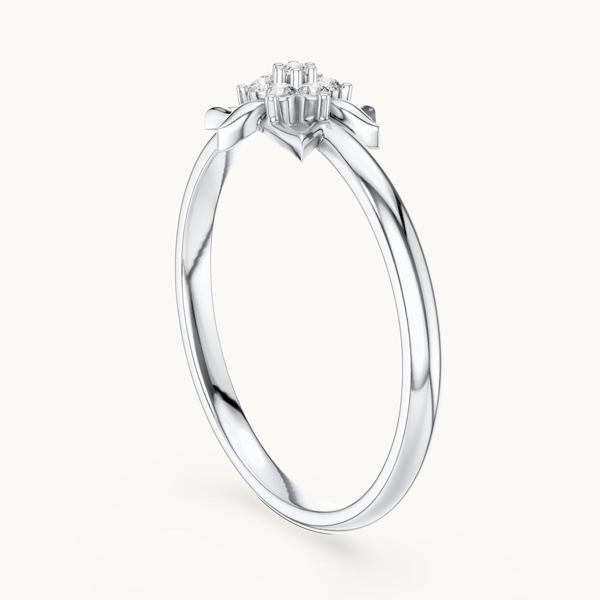 Round lab-grown diamond star cluster ring in white gold, 0.042 CT TW, view 1