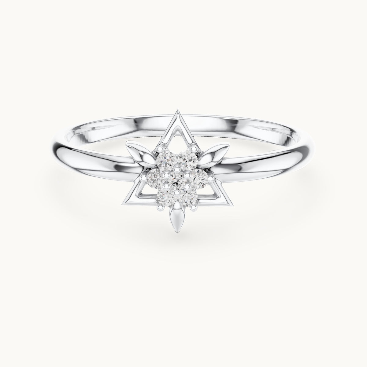 Round lab-grown diamond star cluster ring in white gold, 0.042 CT TW, view 4