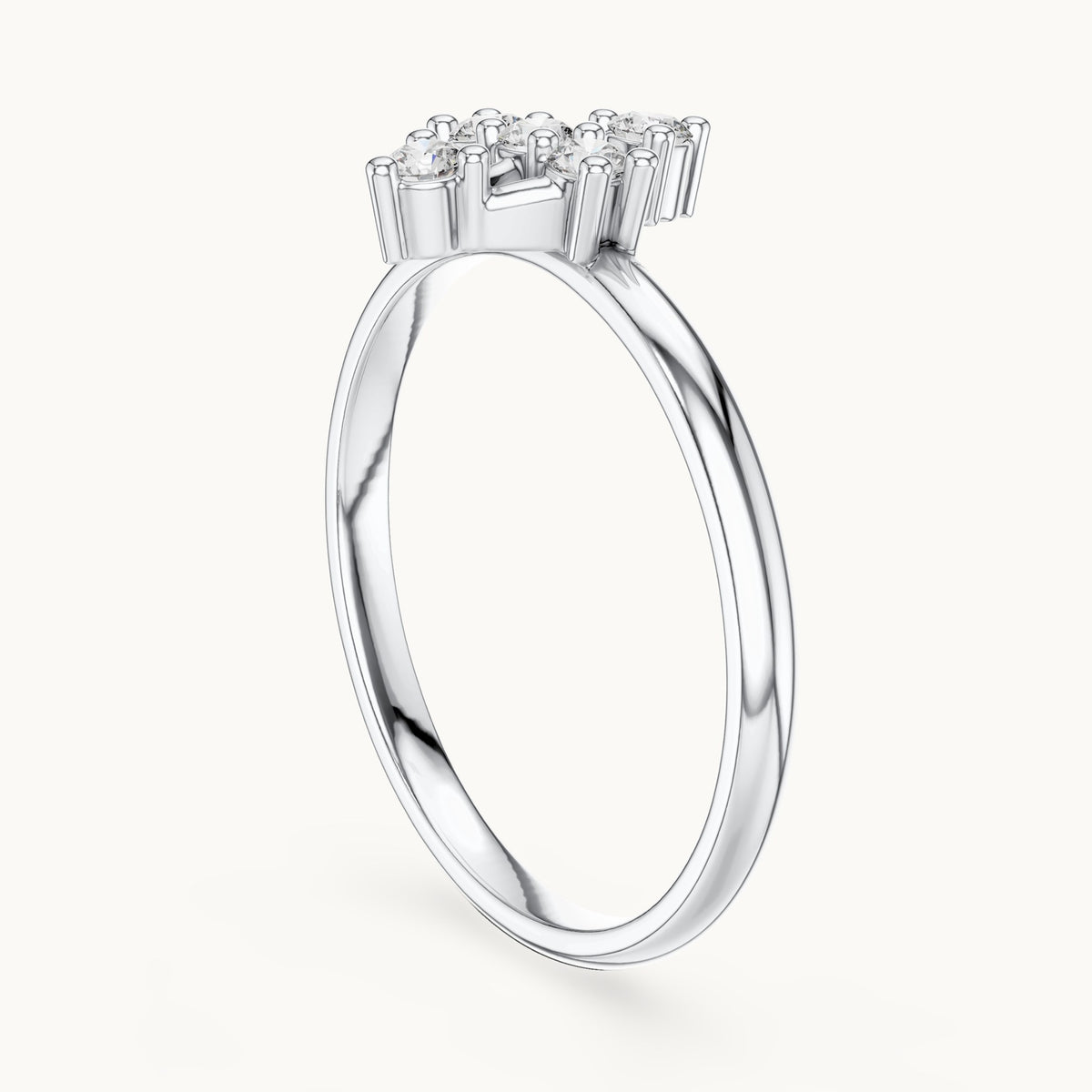 Round lab-grown diamond five-stone lantern ring in white gold, 0.125 CT TW, view 1