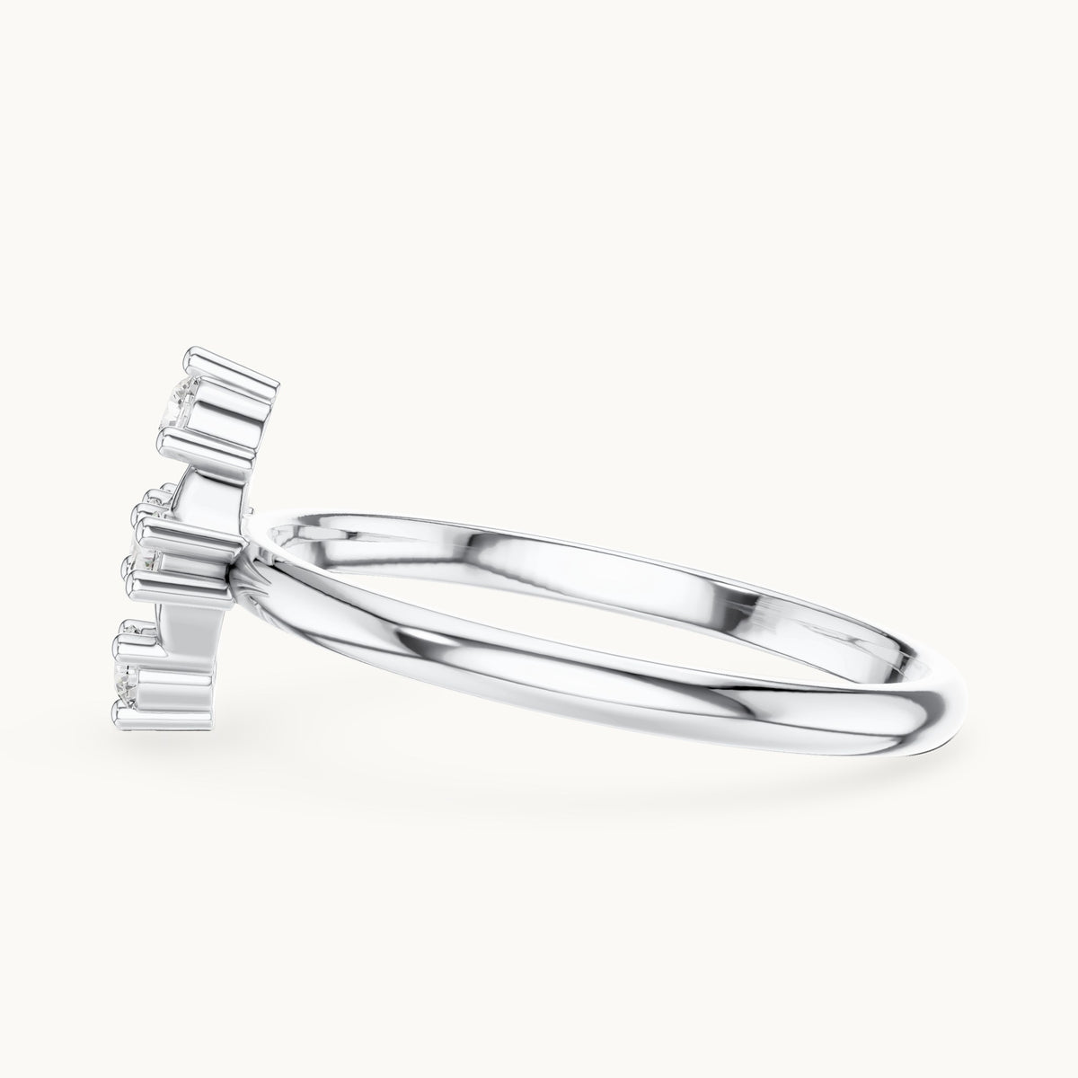 Round lab-grown diamond five-stone lantern ring in white gold, 0.125 CT TW, view 3