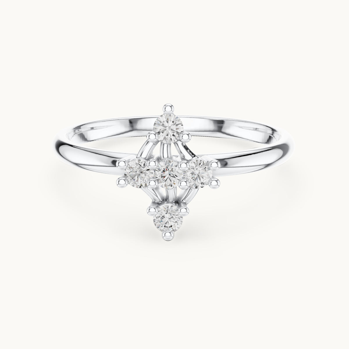 Round lab-grown diamond five-stone lantern ring in white gold, 0.125 CT TW, view 4