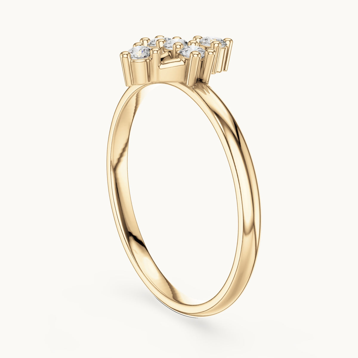 Round lab-grown diamond five-stone lantern ring in yellow gold, 0.125 CT TW, view 1