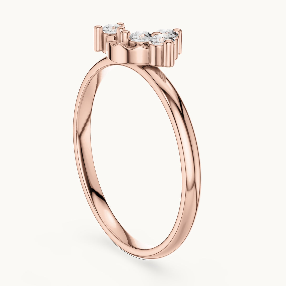 Round lab-grown diamond four-stone bypass cluster ring in rose gold, 0.13 CT TW, view 1