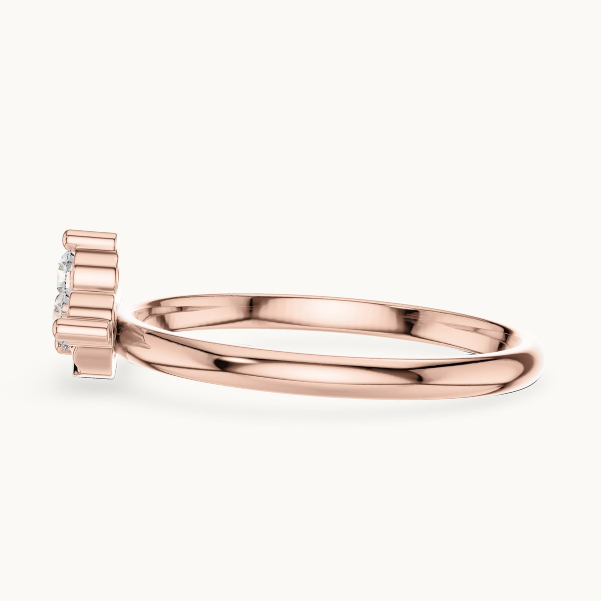 Round lab-grown diamond four-stone bypass cluster ring in rose gold, 0.13 CT TW, view 3