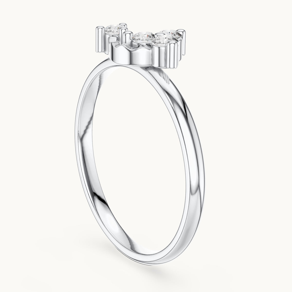 Round lab-grown diamond four-stone bypass cluster ring in white gold, 0.13 CT TW, view 1