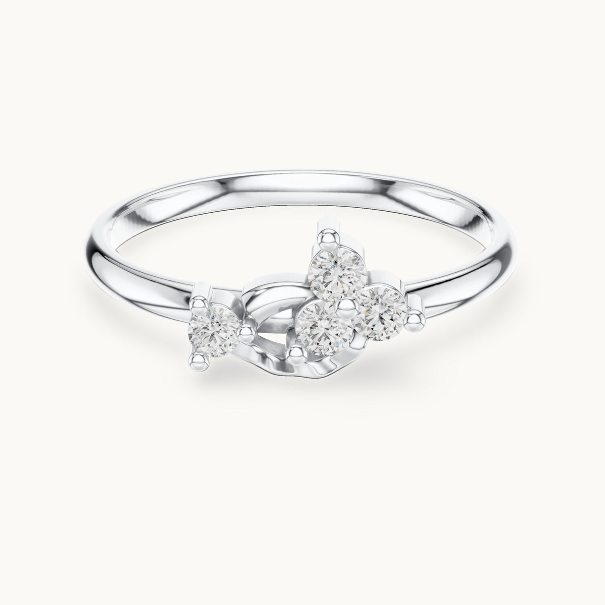 Round lab-grown diamond four-stone bypass cluster ring in white gold, 0.13 CT TW, view 4