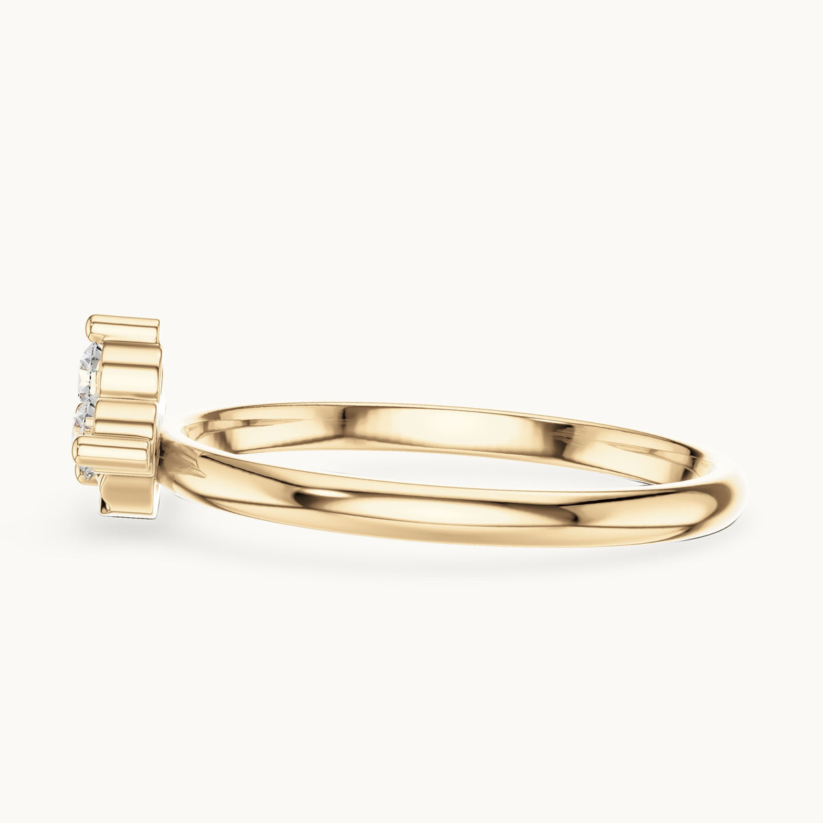 Round lab-grown diamond four-stone bypass cluster ring in yellow gold, 0.13 CT TW, view 3