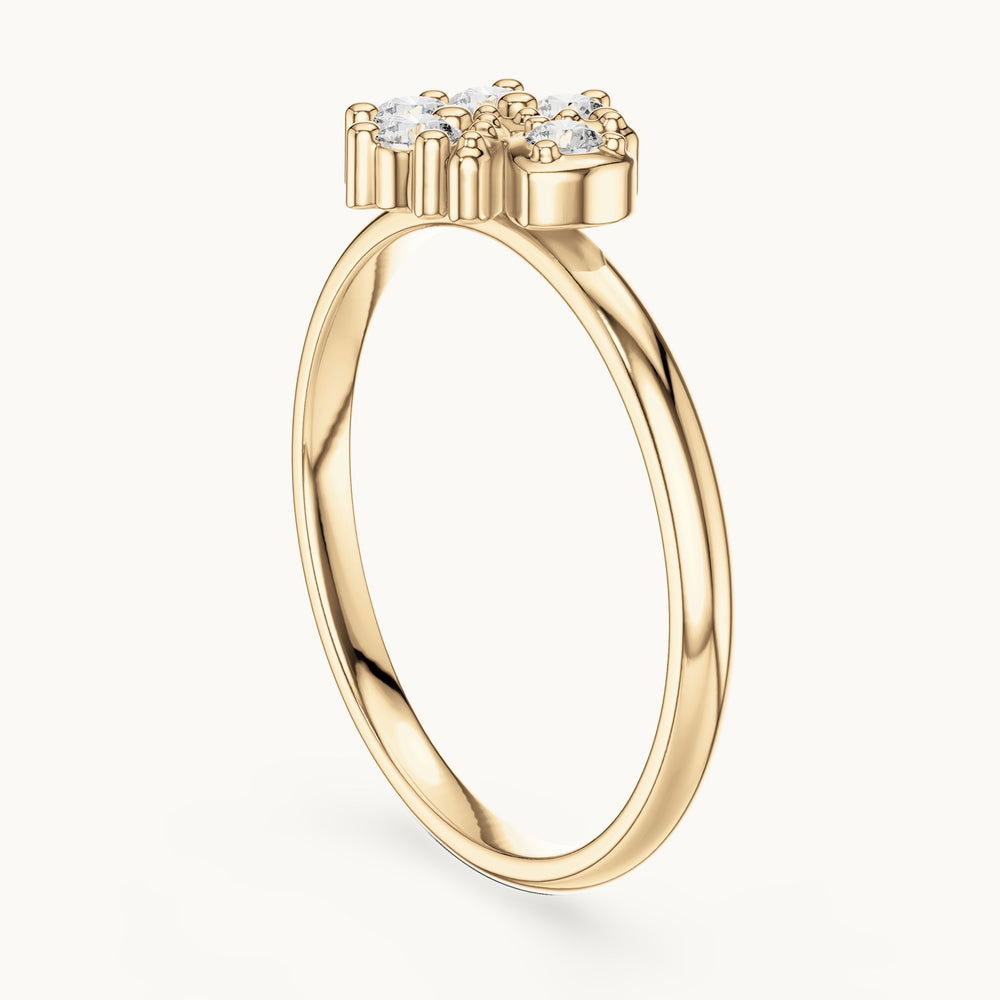 Round lab-grown diamond five-stone flower bud ring in yellow gold, 0.14 CT TW, view 1