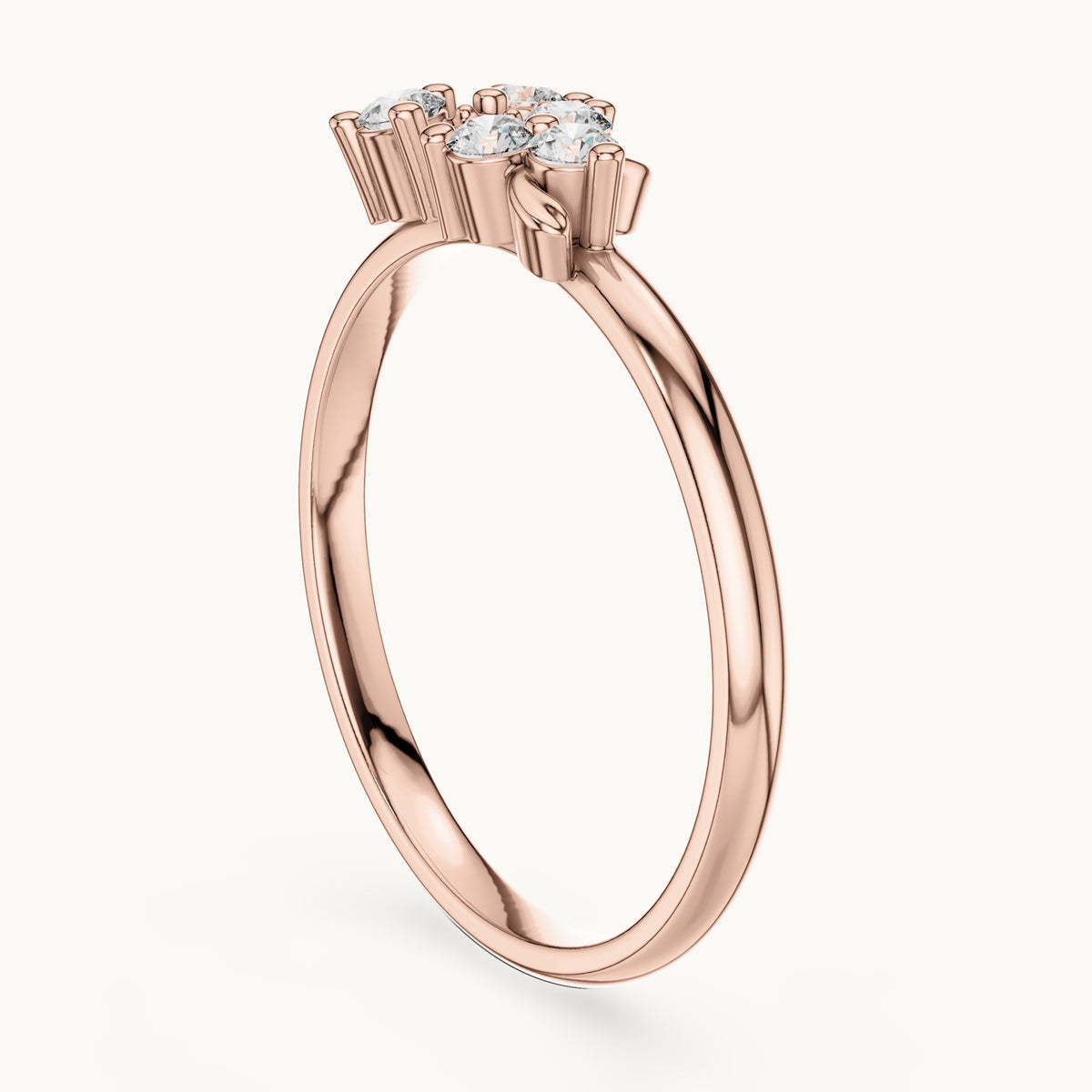 Round lab-grown diamond five-stone leaf scatter ring in rose gold, 0.11 CT TW, view 1