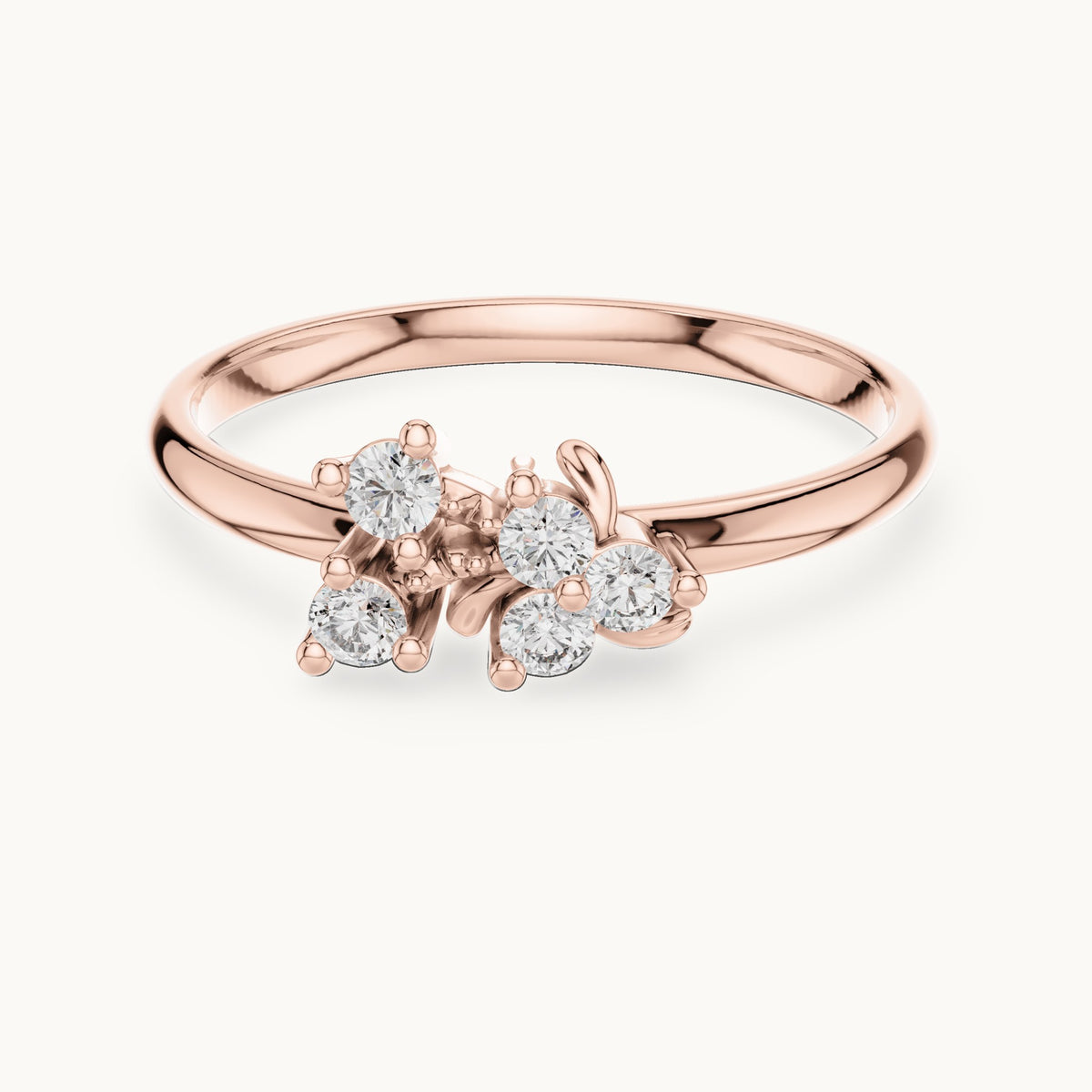 Round lab-grown diamond five-stone leaf scatter ring in rose gold, 0.11 CT TW, view 4