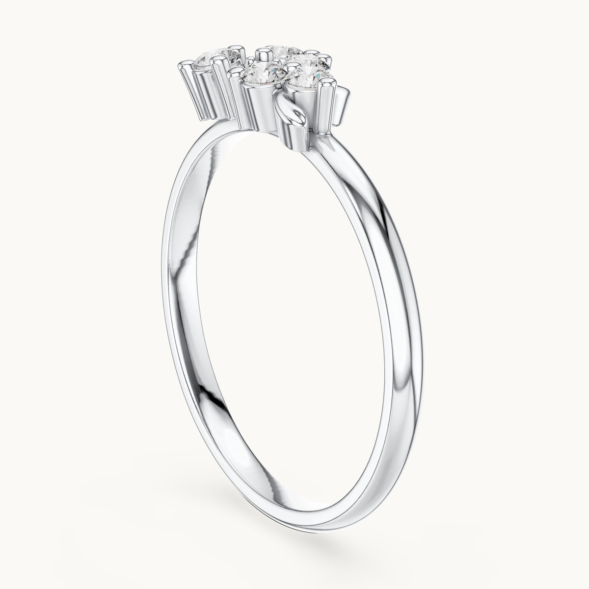 Round lab-grown diamond five-stone leaf scatter ring in white gold, 0.11 CT TW, view 1