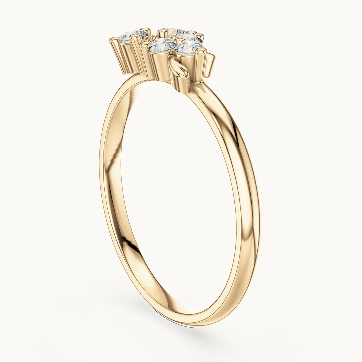 Round lab-grown diamond five-stone leaf scatter ring in yellow gold, 0.11 CT TW, view 1