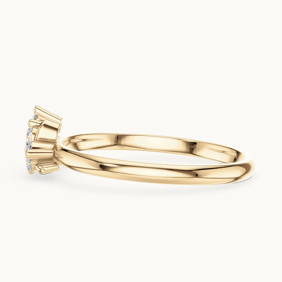 Round lab-grown diamond five-stone leaf scatter ring in yellow gold, 0.11 CT TW, view 3