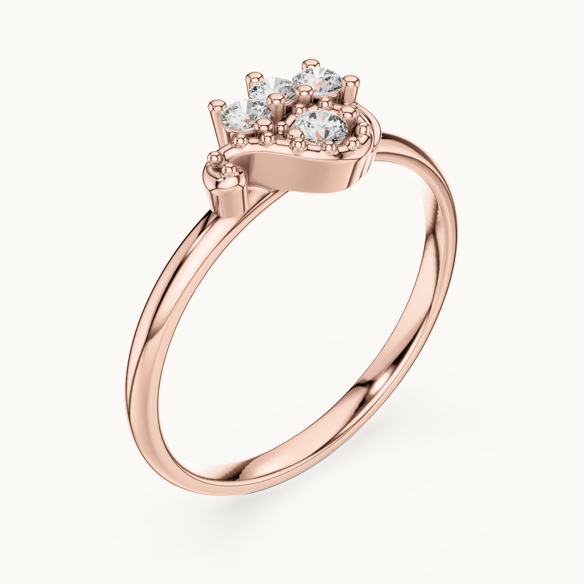 Round lab-grown diamond crown accent ring in rose gold, 0.085 CT TW, view 2