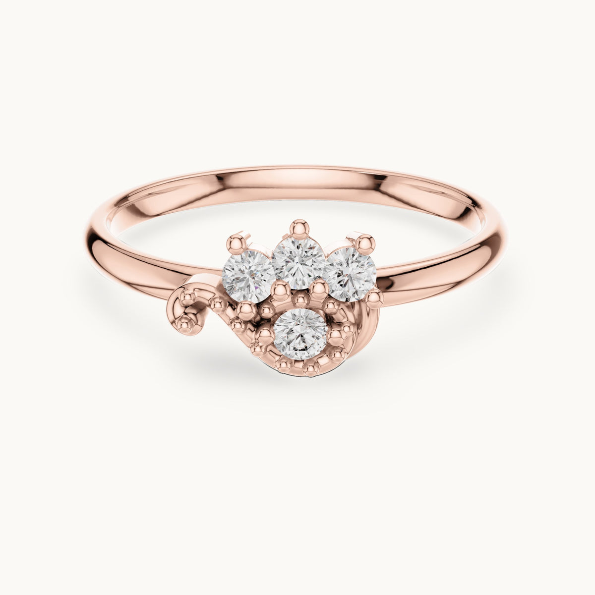 Round lab-grown diamond crown accent ring in rose gold, 0.085 CT TW, view 4