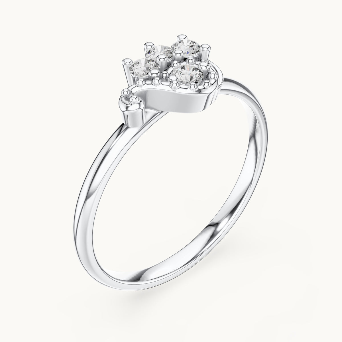 Round lab-grown diamond crown accent ring in white gold, 0.085 CT TW, view 2