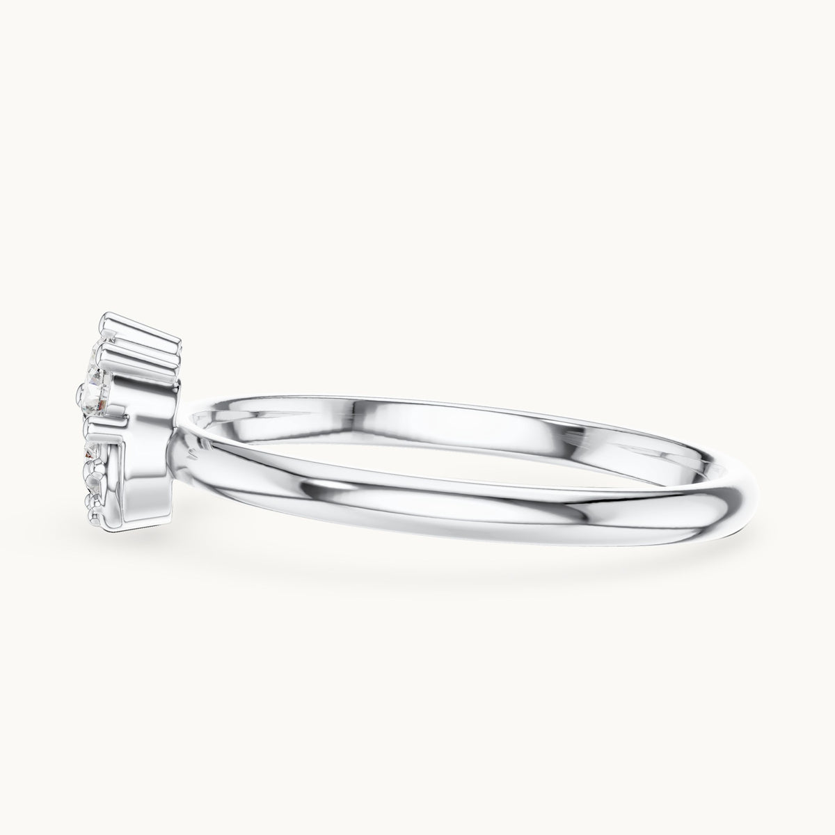 Round lab-grown diamond crown accent ring in white gold, 0.085 CT TW, view 3