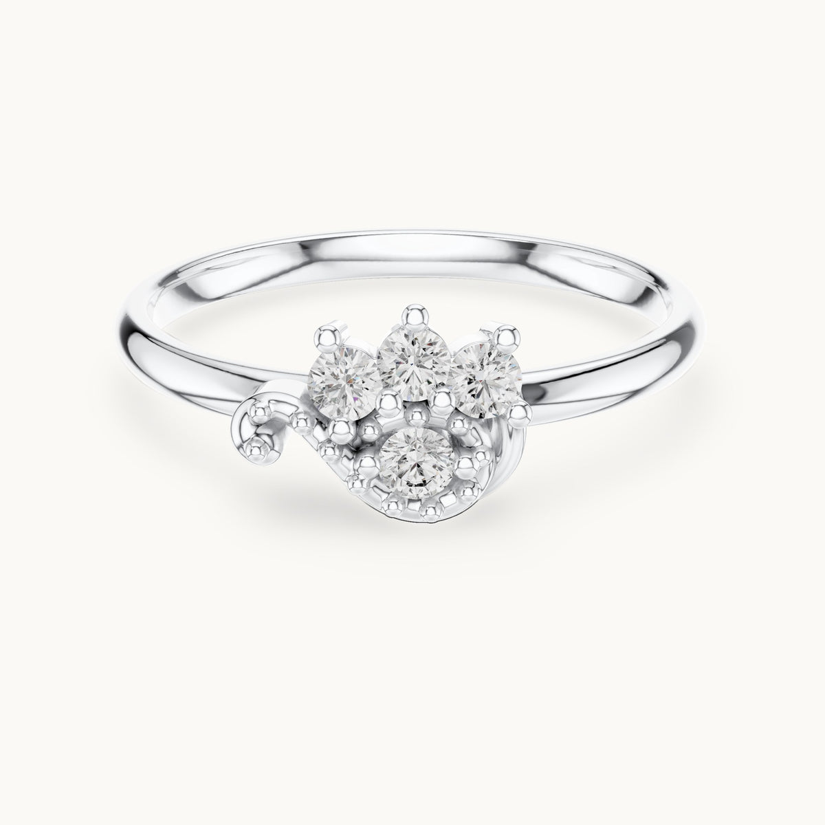 Round lab-grown diamond crown accent ring in white gold, 0.085 CT TW, view 4