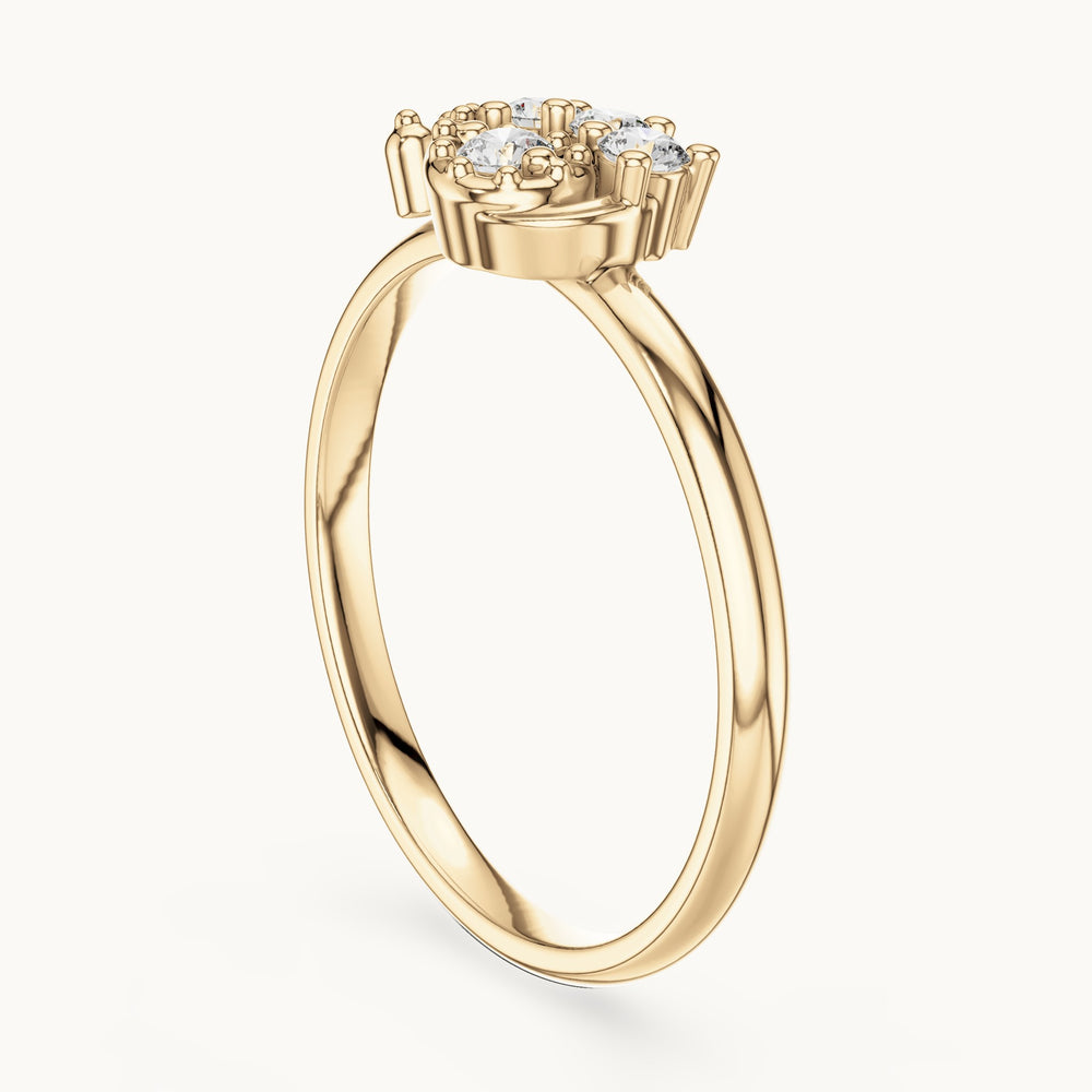 Round lab-grown diamond crown accent ring in yellow gold, 0.085 CT TW, view 1