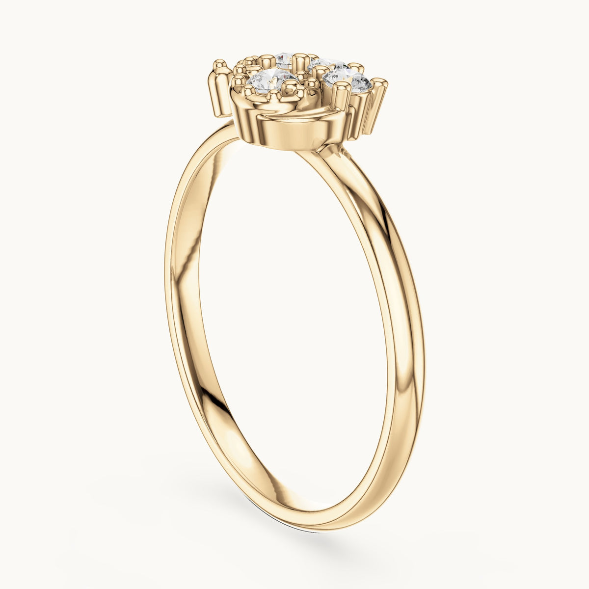 Round lab-grown diamond crown accent ring in yellow gold, 0.085 CT TW, view 1