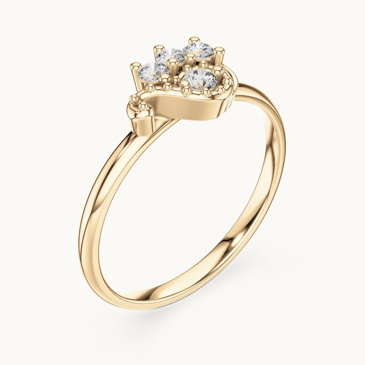 Round lab-grown diamond crown accent ring in yellow gold, 0.085 CT TW, view 2