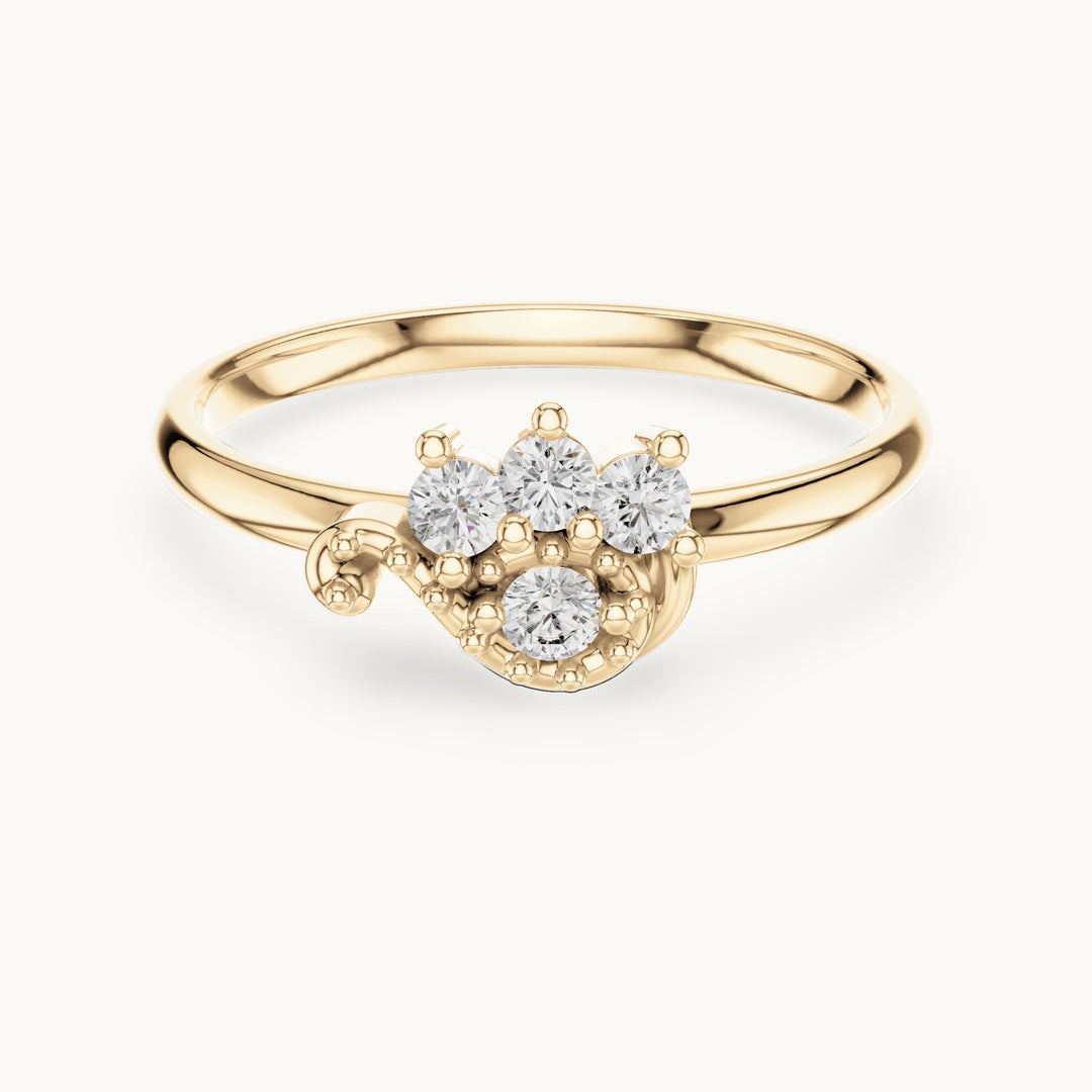 Round lab-grown diamond crown accent ring in yellow gold, 0.085 CT TW, view 4