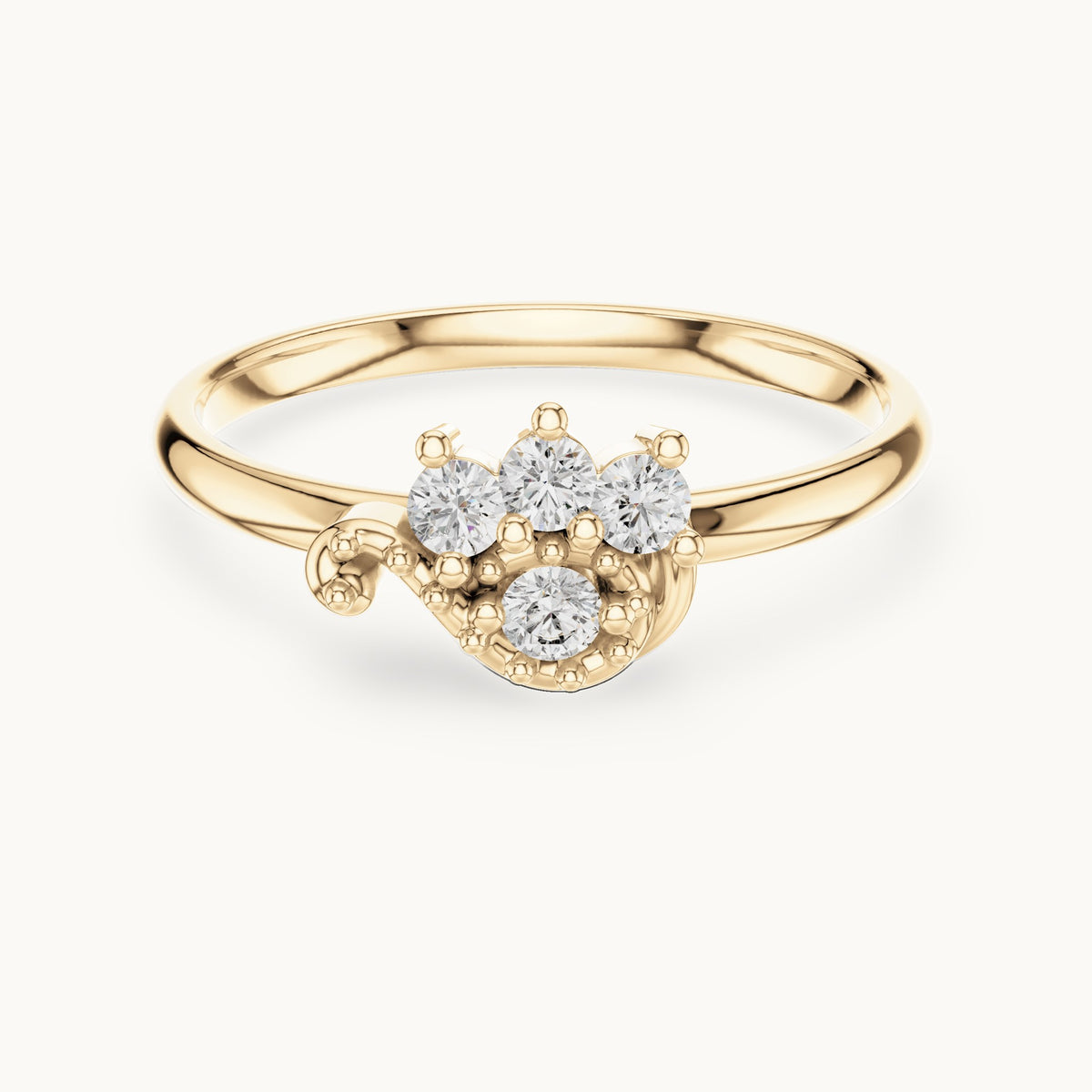 Round lab-grown diamond crown accent ring in yellow gold, 0.085 CT TW, view 4